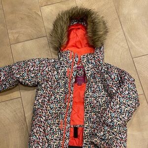 Burton Colorful Patterned SKI Jacket with Fur Hood